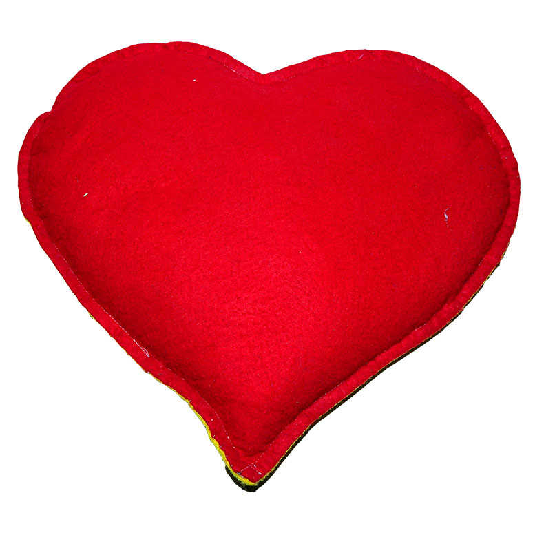 CLZ214 Kalp Desenli Doğal Kaya Tuzu Yastığı Sarı - Kırmızı 2-3 Kg