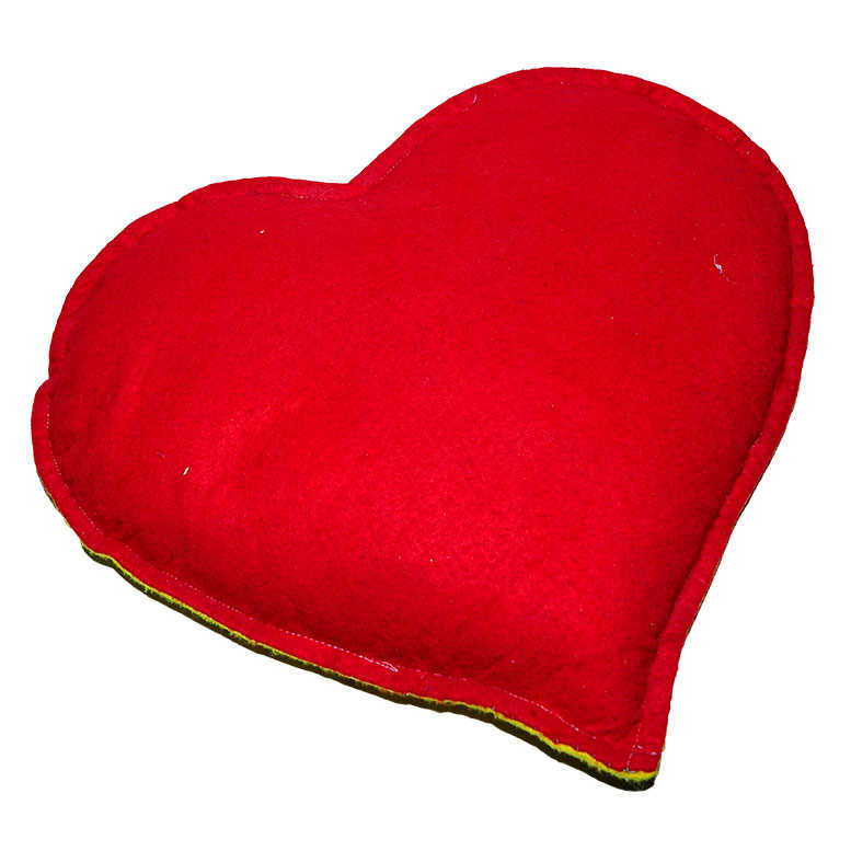 CLZ214 Kalp Desenli Doğal Kaya Tuzu Yastığı Sarı - Kırmızı 2-3 Kg