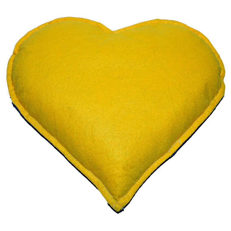 CLZ214 Kalp Desenli Doğal Kaya Tuzu Yastığı Sarı - Lacivert 2-3 Kg