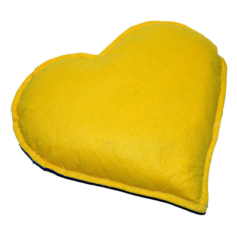 CLZ214 Kalp Desenli Doğal Kaya Tuzu Yastığı Sarı - Lacivert 2-3 Kg