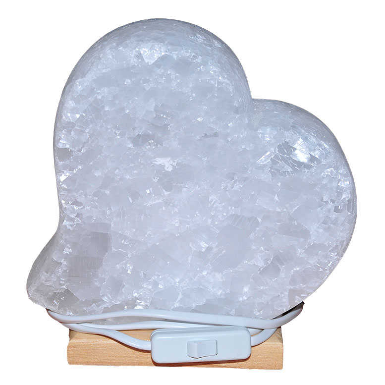 CLZ214 Kalp Şekilli Doğal Kaya Tuzu Lambası Çankırı Kablolu Ampullü Beyaz 3-4 Kg