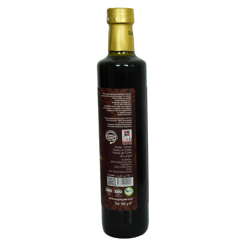 Keçiboynuzu Özü Harnup Özü Tarihi Organik Cam Şişe 680 Gr