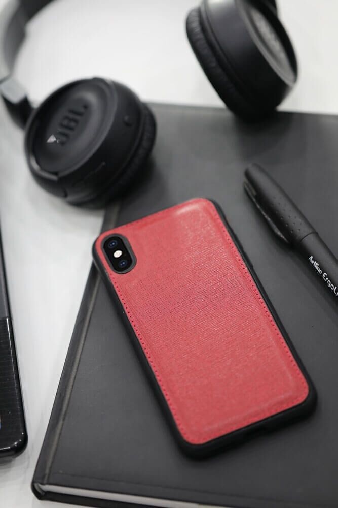 CLZ359  Kırmızı Saffiano Deri iPhone X / XS Kılıfı