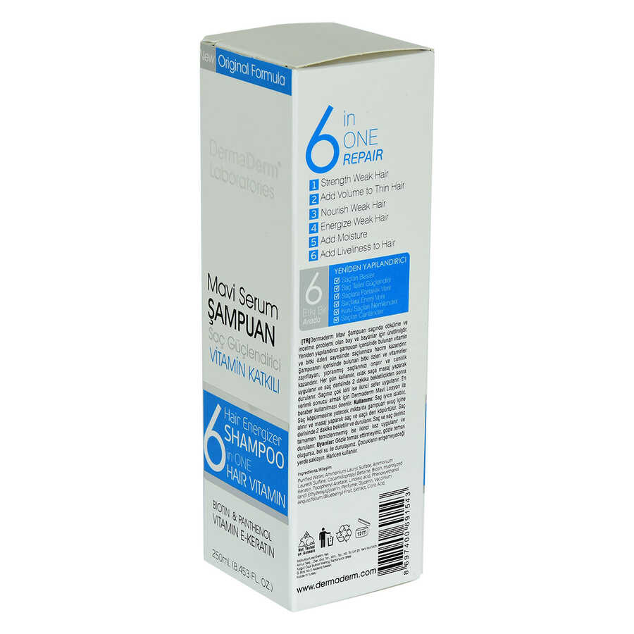 CLZ214 Mavi Serum Şampuanı Saç Güçlendirici (Biotin Panthenol Vitamin E-Keratin) 250 ML