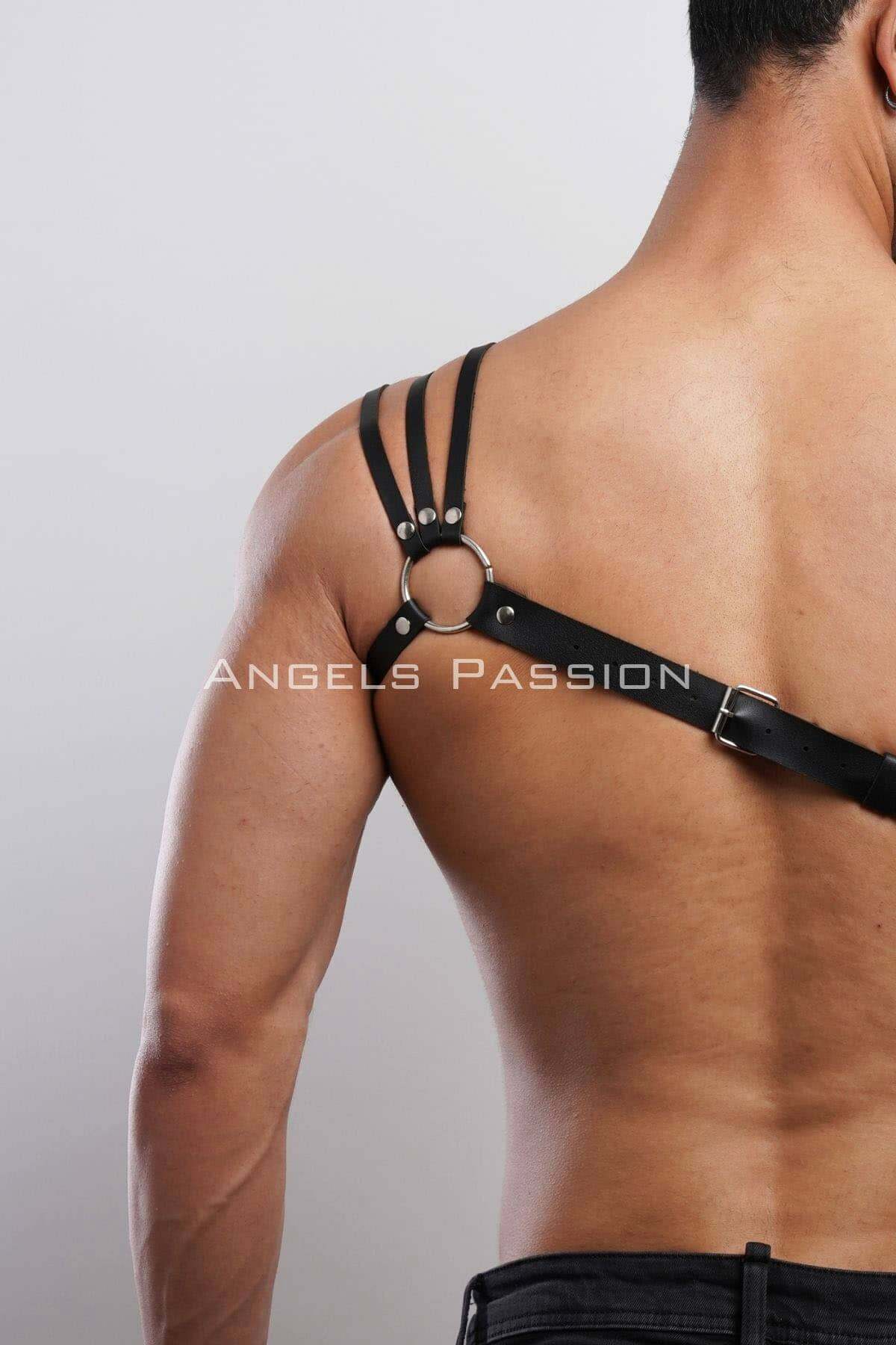 CLZ41 Omuzu Detaylı Şık Erkek Omuz HarnessErkek Göğüs Harness - Ürün Rengi:Siyah