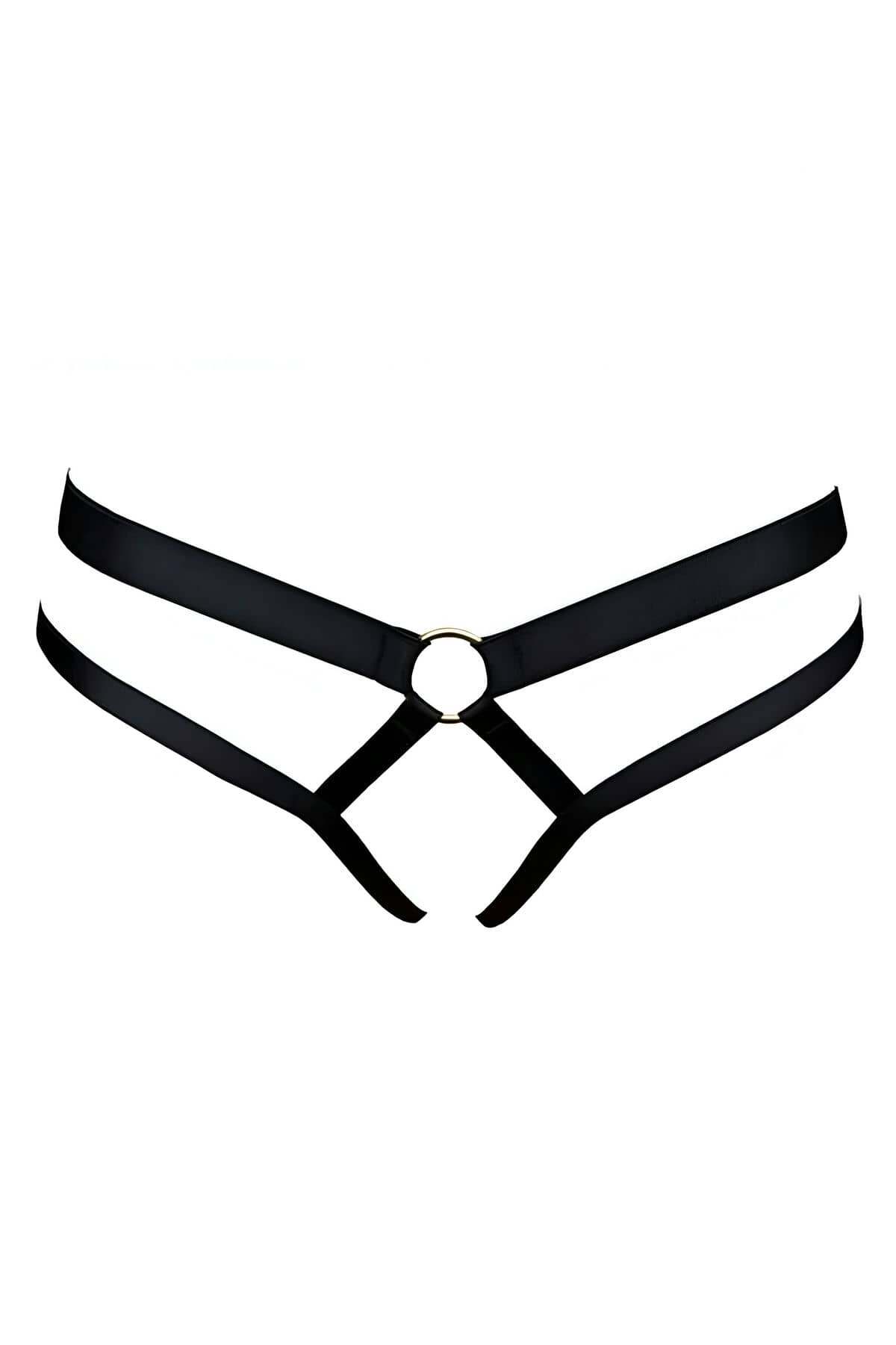CLZ41 Özel Bölgesi Açık Seksi Harness String - Ürün Rengi:Siyah
