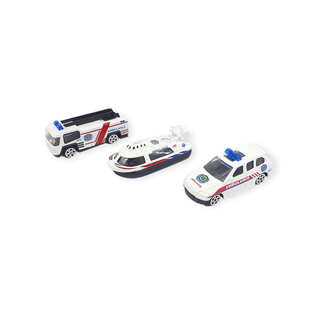 3'lü İş Makinaları Road Seti - Die Cast - DS044 - Ambulans - 1 ADET