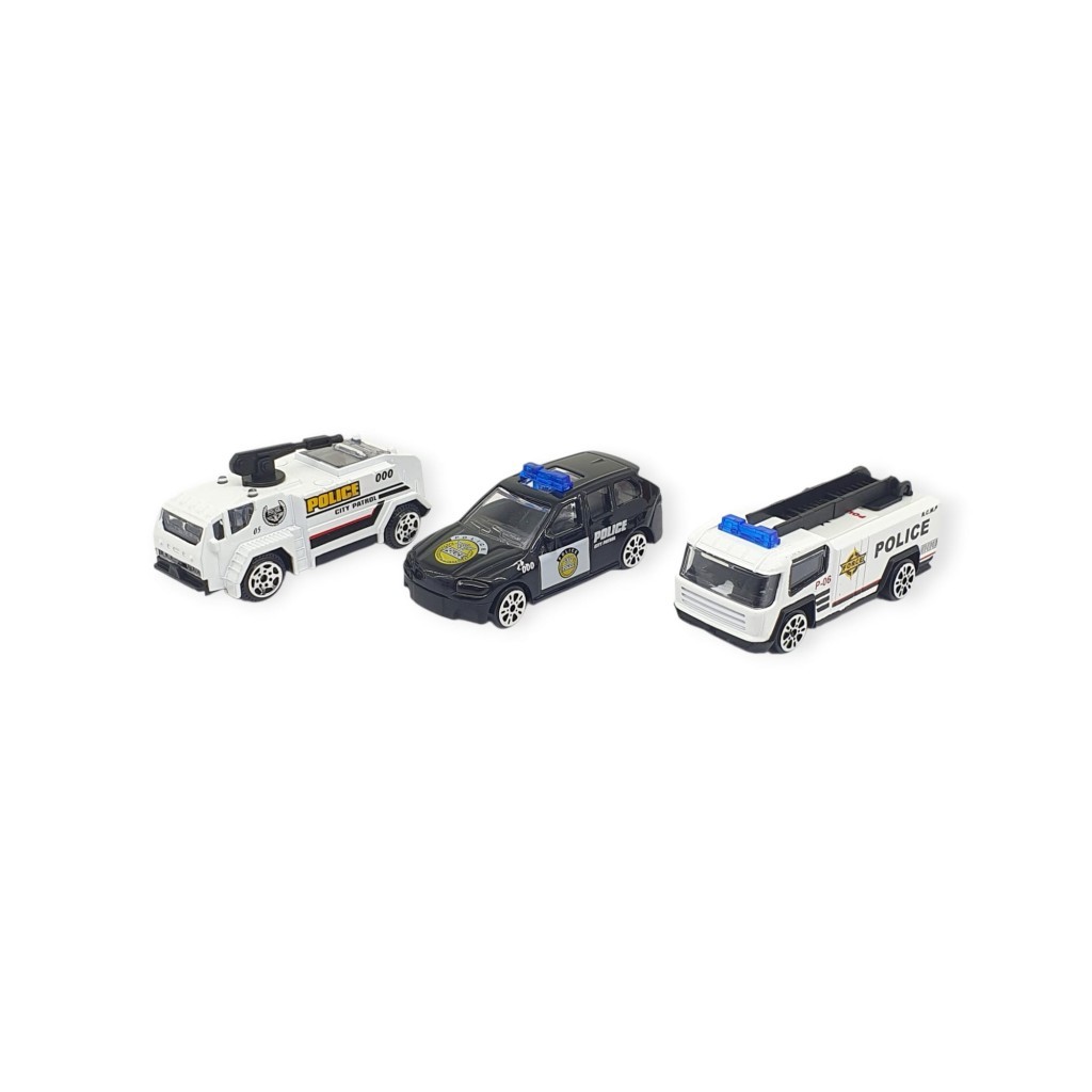 3'lü İş Makinaları Road Seti - Die Cast - DS044 - Polis  - 1 ADET