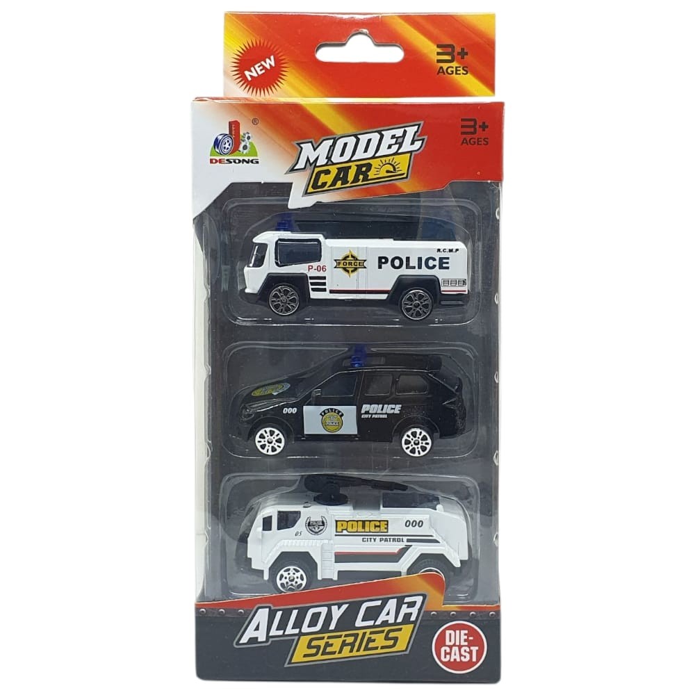 3'lü İş Makinaları Road Seti - Die Cast - DS044 - Polis  - 1 ADET