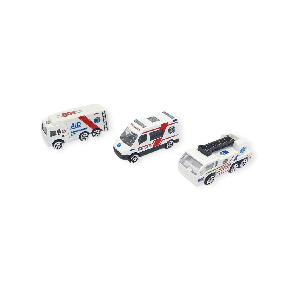 3'lü İş Makinaları Road Seti - Die Cast - DS044 - Ambulans - 1 ADET
