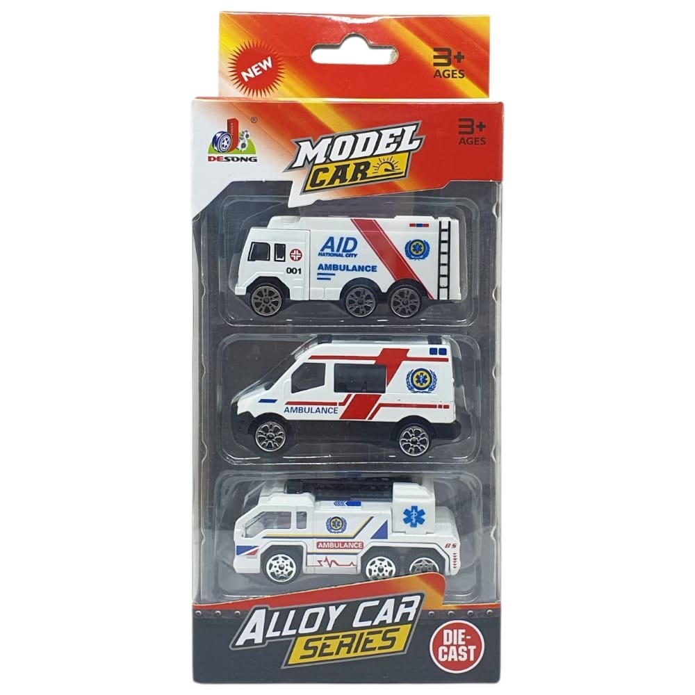 3'lü İş Makinaları Road Seti - Die Cast - DS044 - Ambulans - 1 ADET