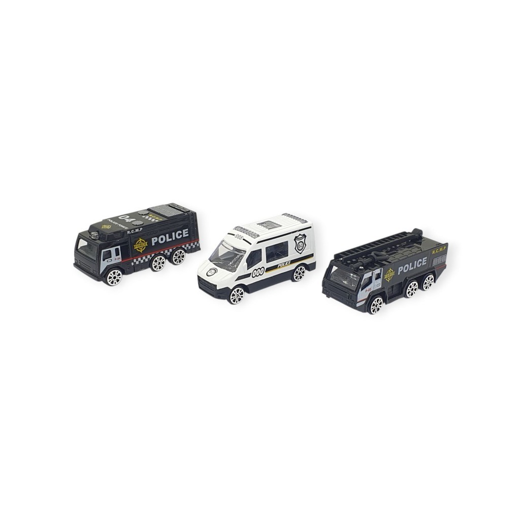 3'lü İş Makinaları Road Seti - Die Cast - DS044 - Polis  - 1 ADET