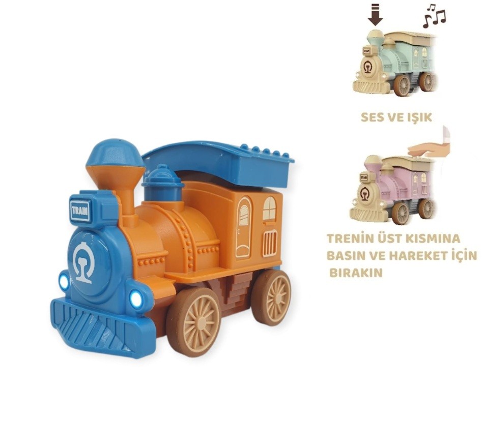 Oyuncak Tren Işıklı Sesli Bas Gitsin 14cm - MAVİ - 8068A - 1 ADET
