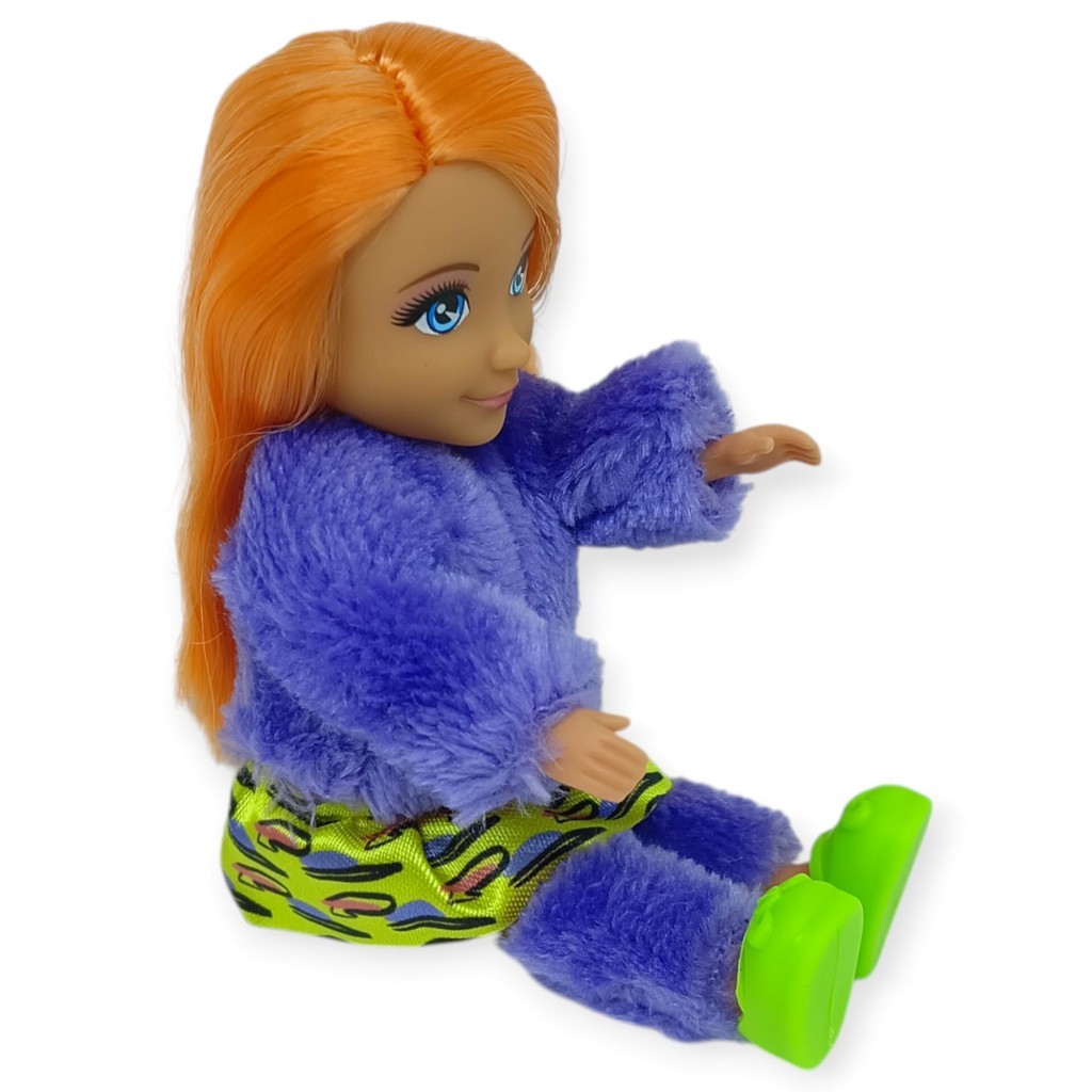 Moda İkonu Bebek Figür 13 cm  - Turuncu Saçlı Neon Şıklık - 1 ADET