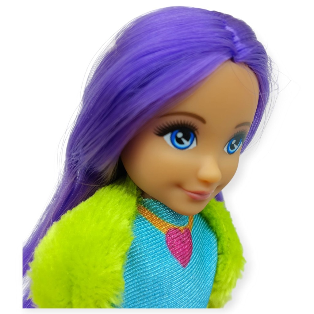 Ankiki Moda İkonu Bebek Figür 13 cm  - Mor Saçlı Hip-Hop Rüzgarı  - 1 ADET