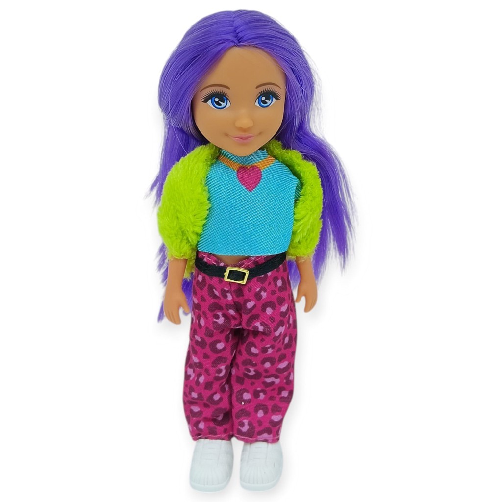 Ankiki Moda İkonu Bebek Figür 13 cm  - Mor Saçlı Hip-Hop Rüzgarı  - 1 ADET