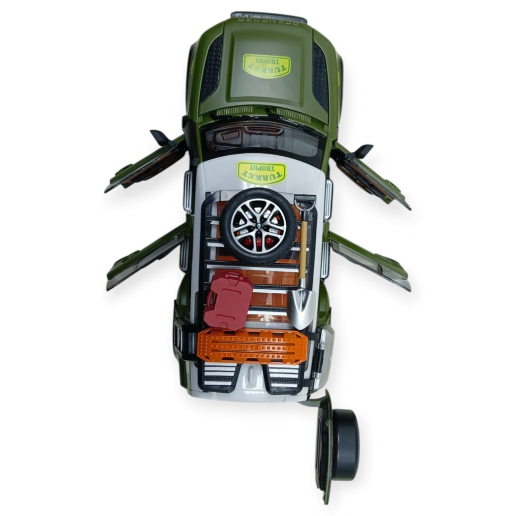 Model Araçlar - Metal Sesli Off-Road Araba 22 cm - Yeşil - 1 ADET