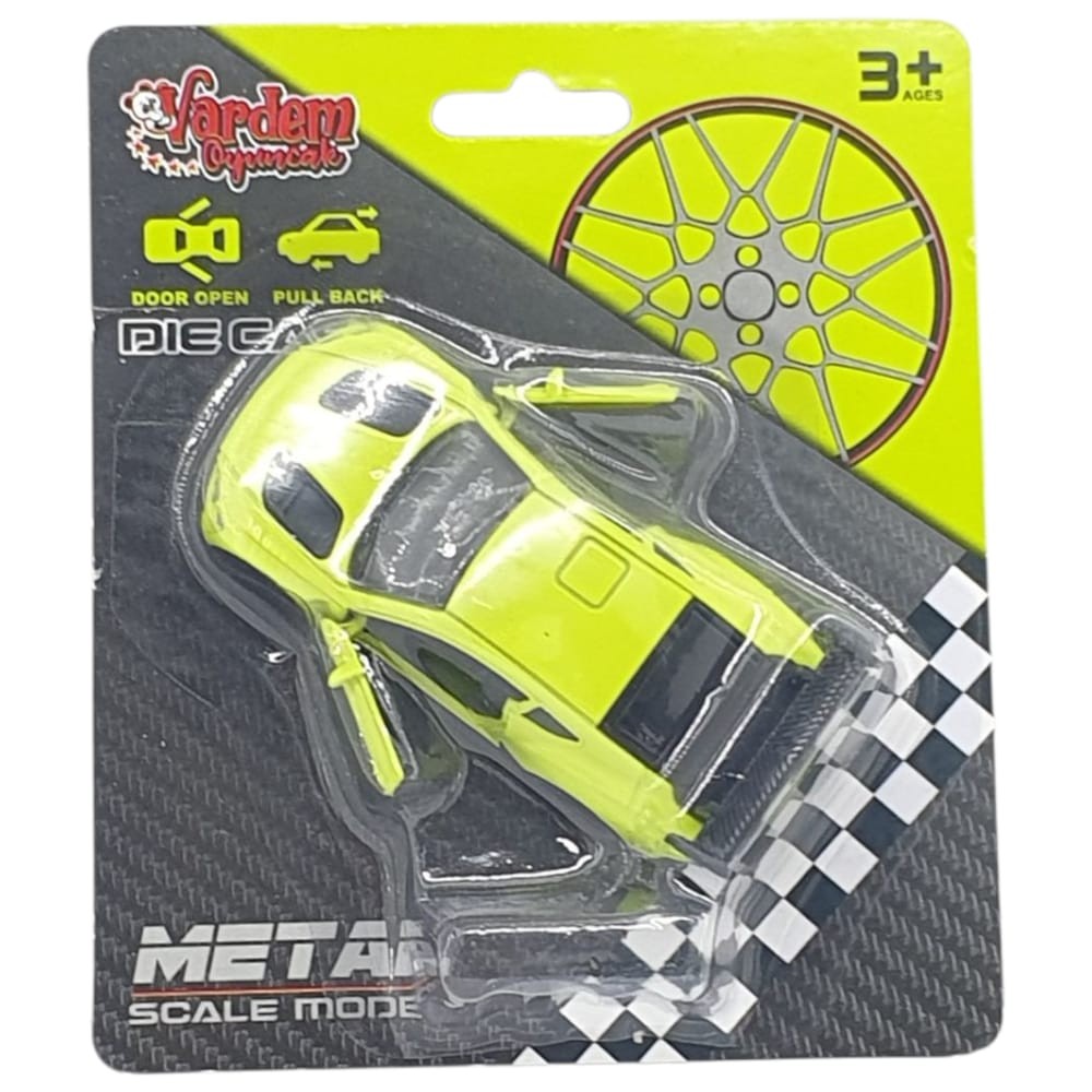 Çek Bırak Metal Küçük Arabalar 8 cm - 6411A-6 - Açık Yeşil - 1 ADET
