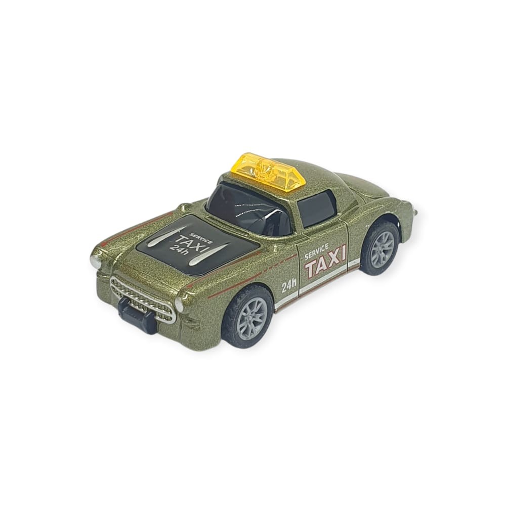 Çek Bırak Metal Küçük Arabalar 8 cm - SH40031 - Haki Taxi - 1 ADET