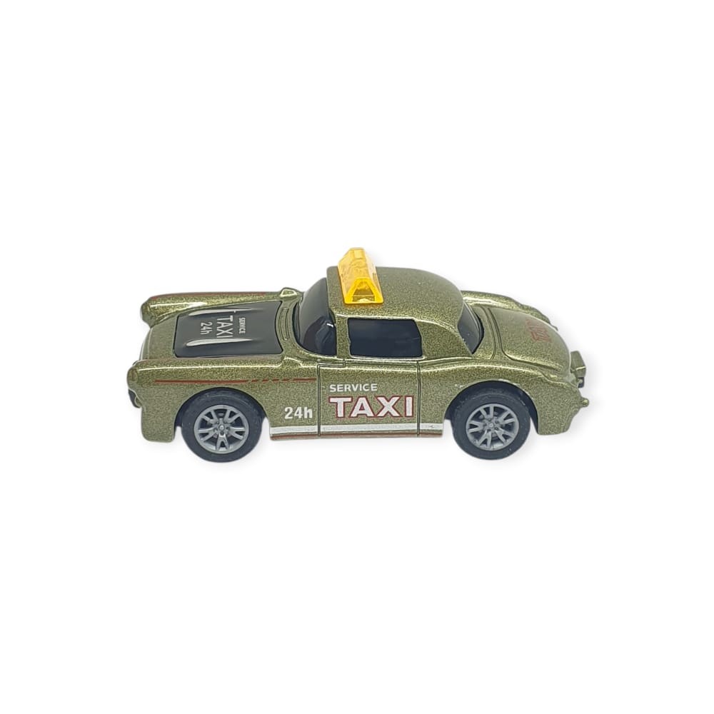 Çek Bırak Metal Küçük Arabalar 8 cm - SH40031 - Haki Taxi - 1 ADET