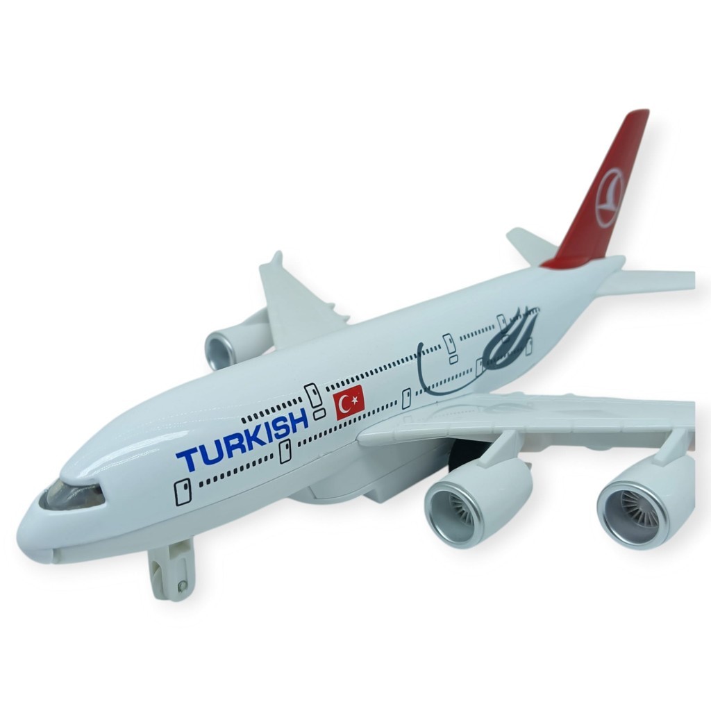 Çek Bırak Metal Uçak Sesli Işıklı - A380 - 1 ADET