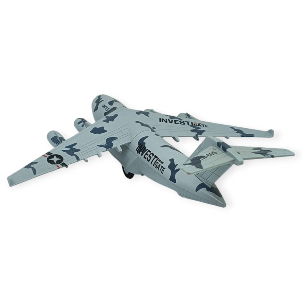 Çek Bırak Sesli Işıklı Metal Uçağı 21 cm - Gri Çek Bırak Sesli Işıklı Metal Uçağı 21 cm - Gri