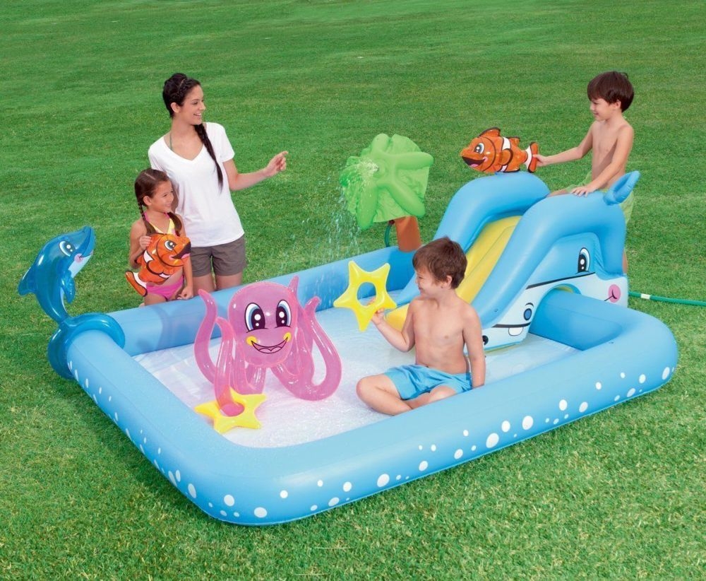 CLZ505 Çocuk Havuzu Su Fıskıyeli Kaydıraklı Ve Oyuncaklı -