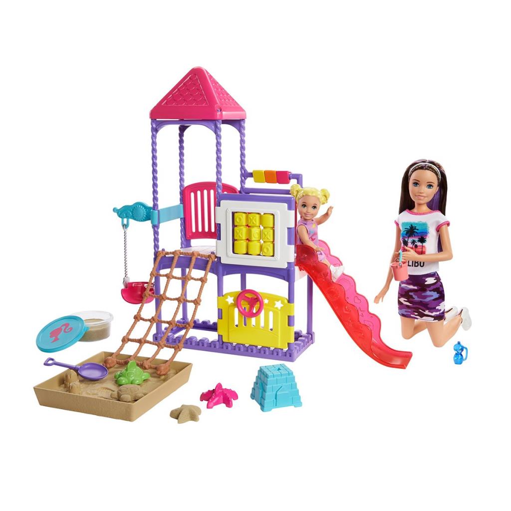 CLZ505 Barbie Bebek Bakıcısı Skipper ve Oyun Parkındaki Bebekleri Seti