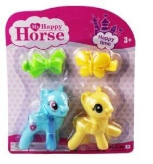 L-34-10 - PONY 2 Lİ FİGÜR SET TOKALI KARTELA MAVİ - 1 ADET
