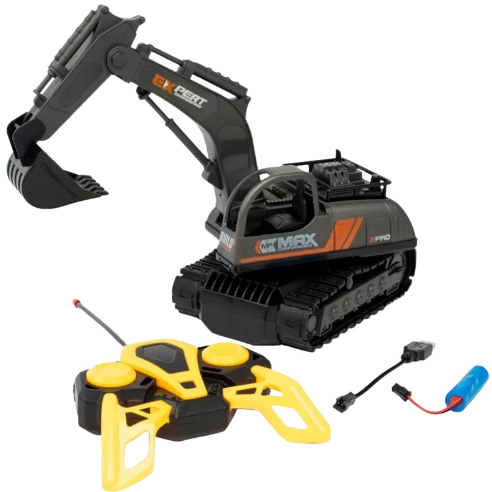İş Makinaları Serisi - Şarjlı Uzaktan Kumandalı Excavator - Sarı
