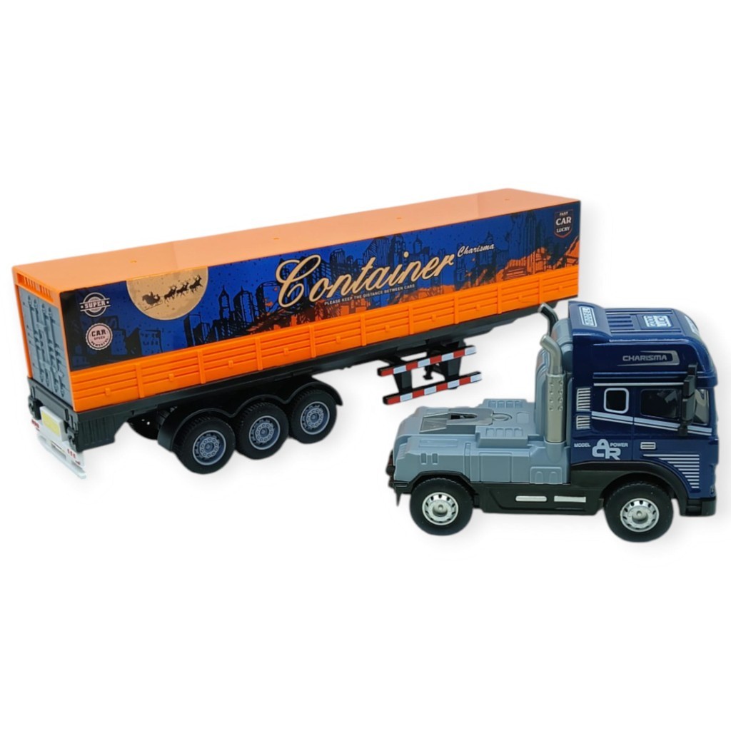 Metal Tır 1:24 - Sesli Işıklı Konteyner Taşıyıcı Tır 39 cm - Lacivert