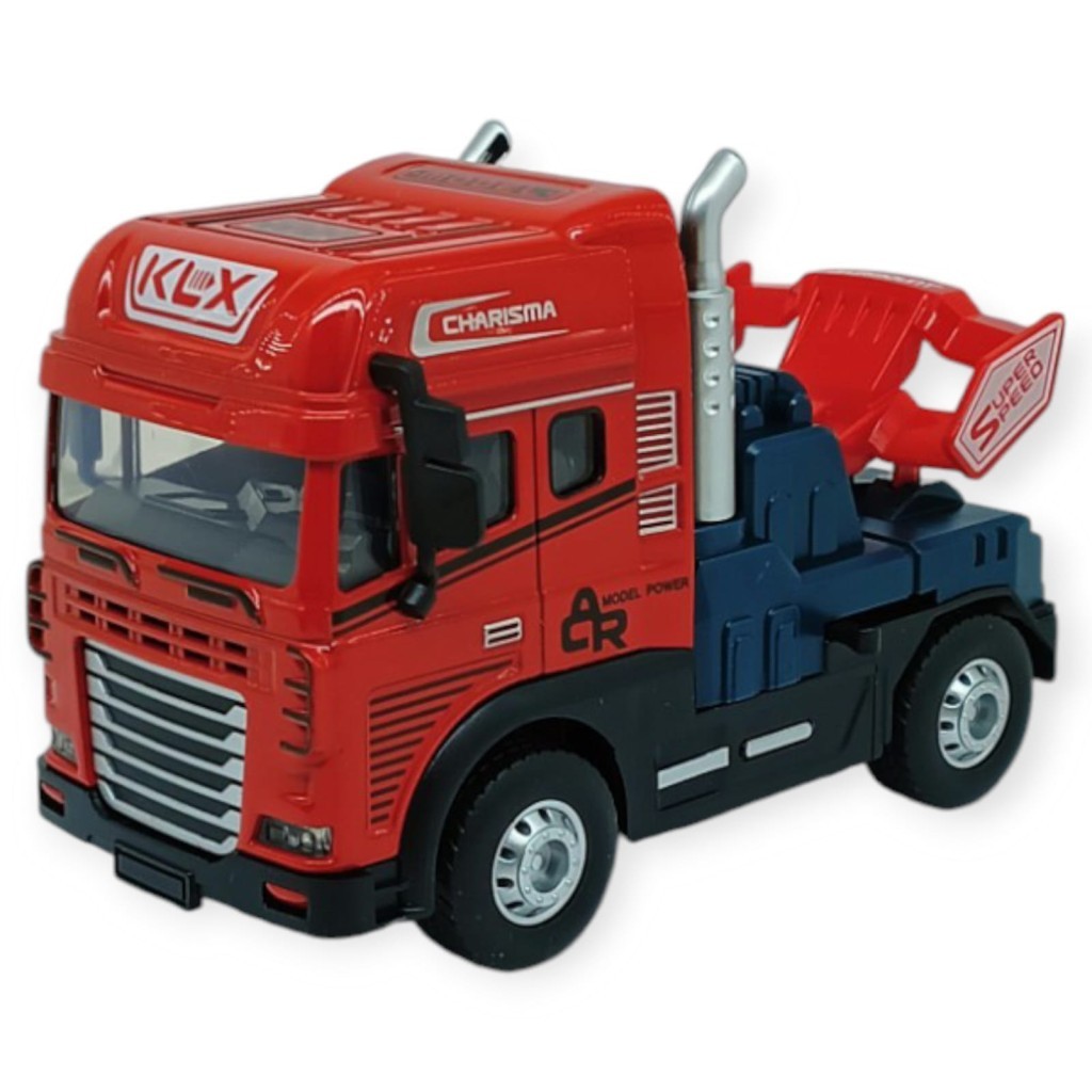 Metal Tır 1:24 - Sesli Işıklı Tır 13 cm - Kırmızı - 1 ADET