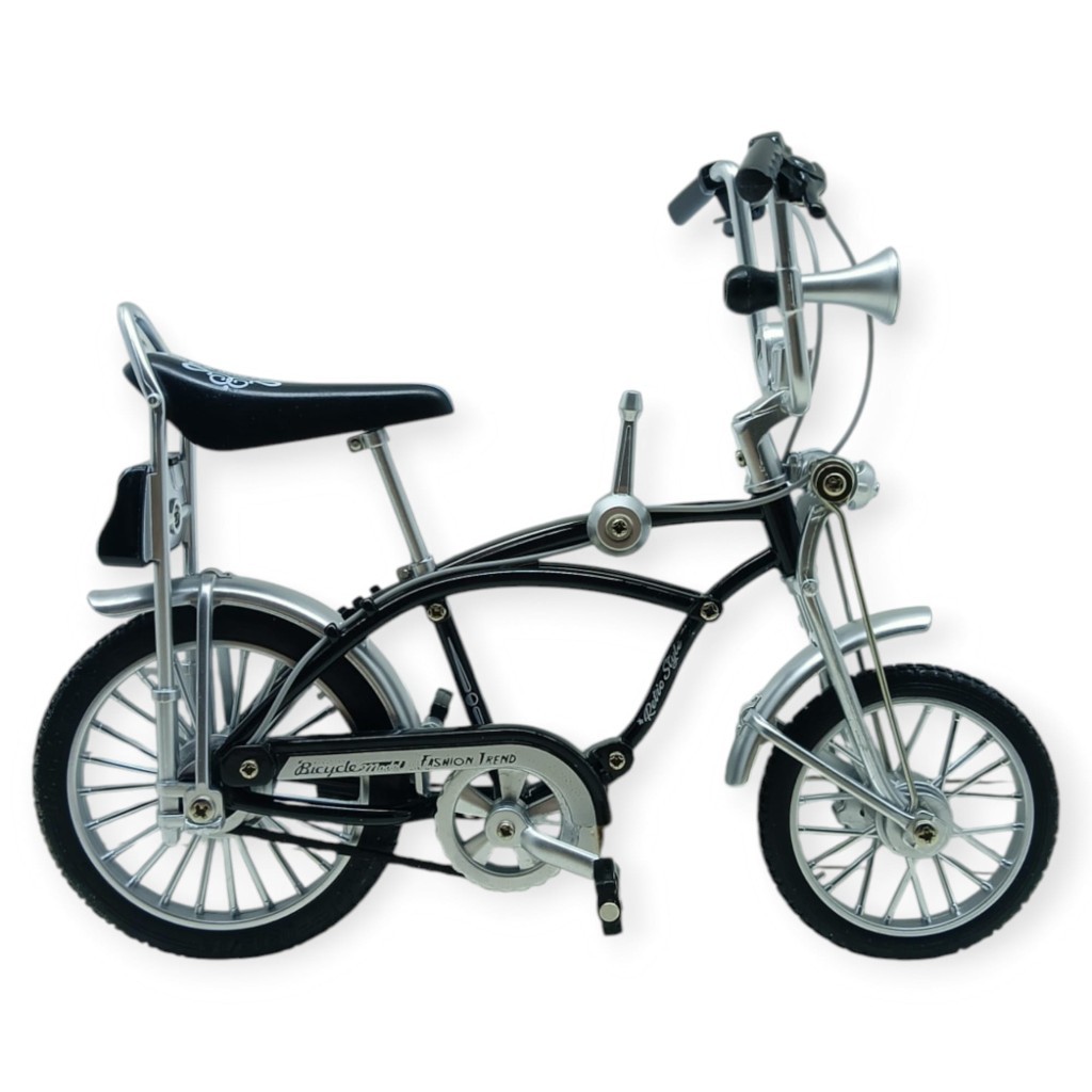 Model Araçlar -1:8 Metal Retro Pinokyo Bisiklet - Die -Cast 17 cm - Siyah - 1 ADET