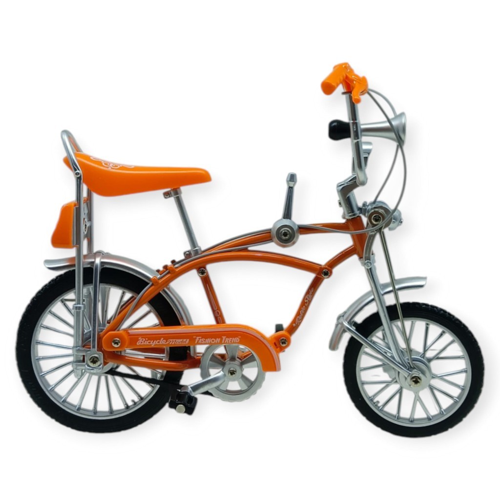 Model Araçlar - 1:8 Metal Retro Pinokyo Bisiklet - Die -Cast 17 cm - Turuncu - 1 ADET