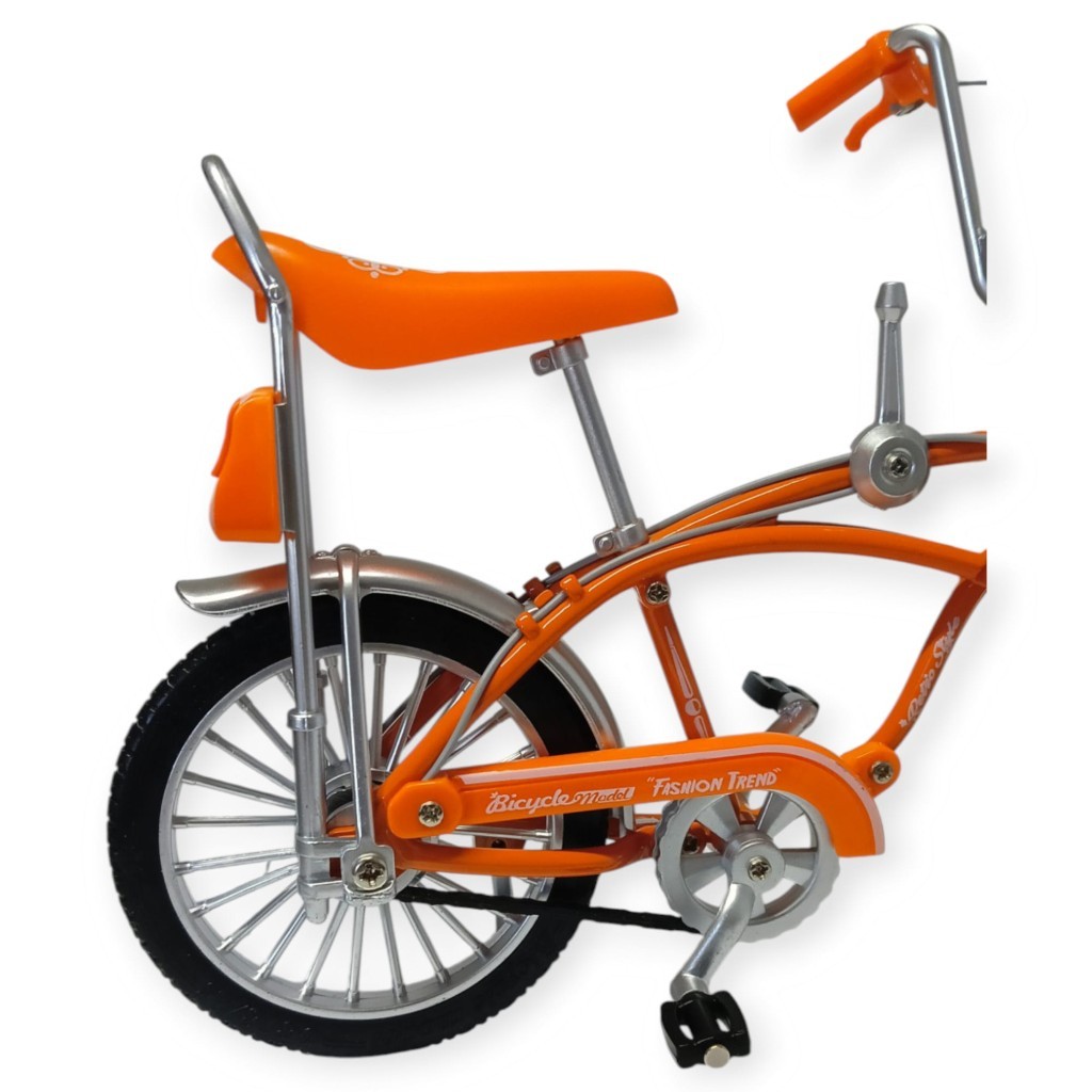 Model Araçlar - 1:8 Metal Retro Pinokyo Bisiklet - Die -Cast 17 cm - Turuncu - 1 ADET