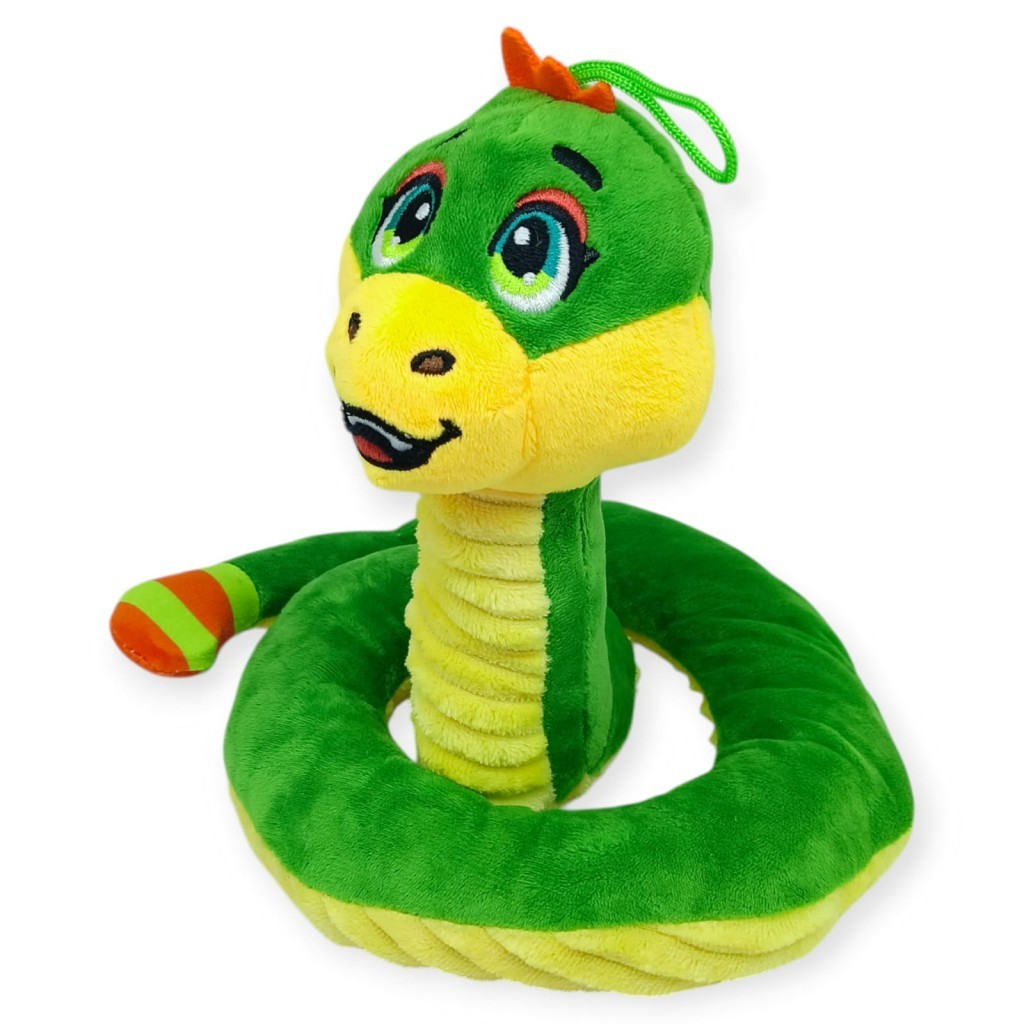 Peluş Sevimli Hayvanlar 35 cm - Yeşil Çıngıraklı Yılan - 1 ADET