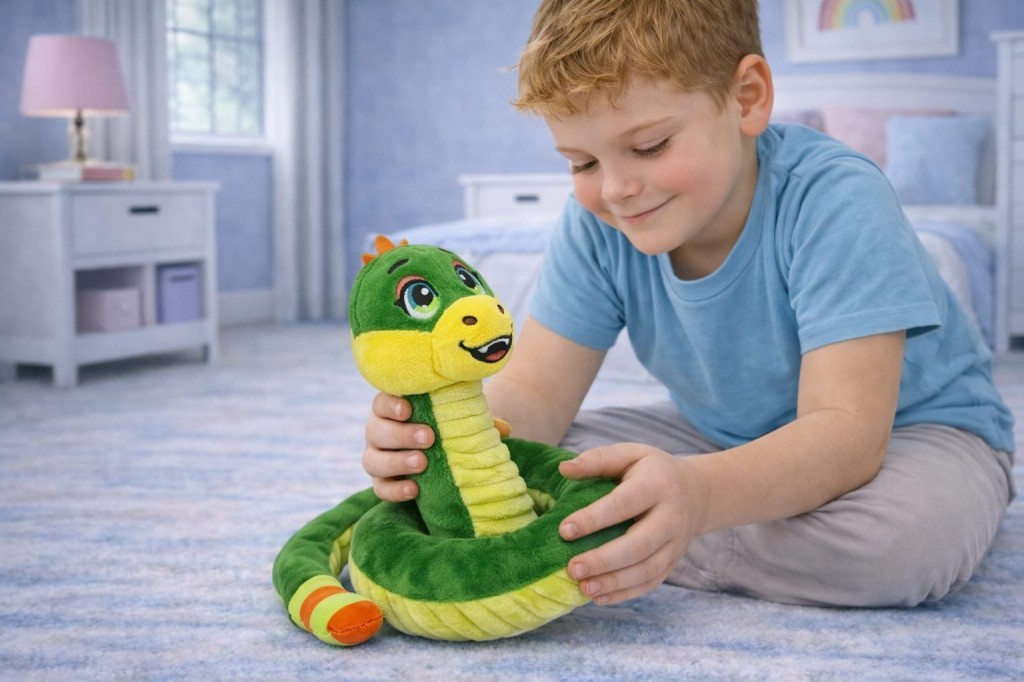 Peluş Sevimli Hayvanlar 35 cm - Yeşil Çıngıraklı Yılan - 1 ADET