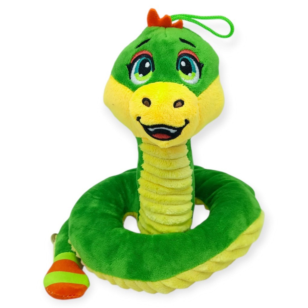 Peluş Sevimli Hayvanlar 35 cm - Yeşil Çıngıraklı Yılan - 1 ADET