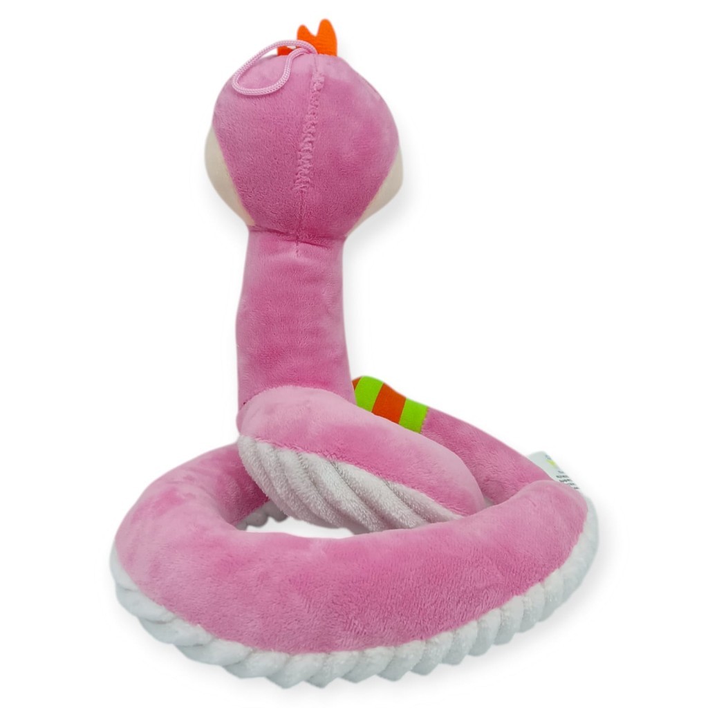 Peluş Sevimli Hayvanlar 35 cm - Pembe Çıngıraklı Yılan - 1 ADET