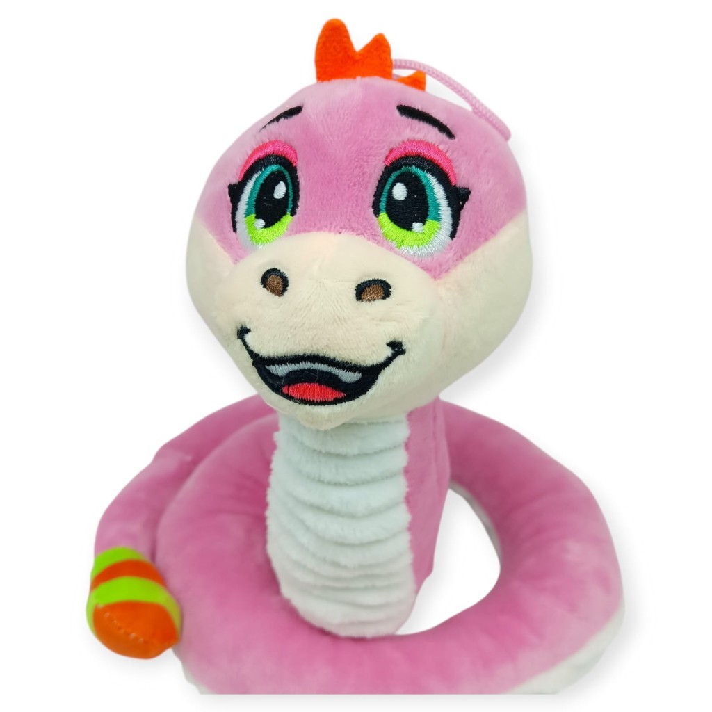 Peluş Sevimli Hayvanlar 35 cm - Pembe Çıngıraklı Yılan - 1 ADET