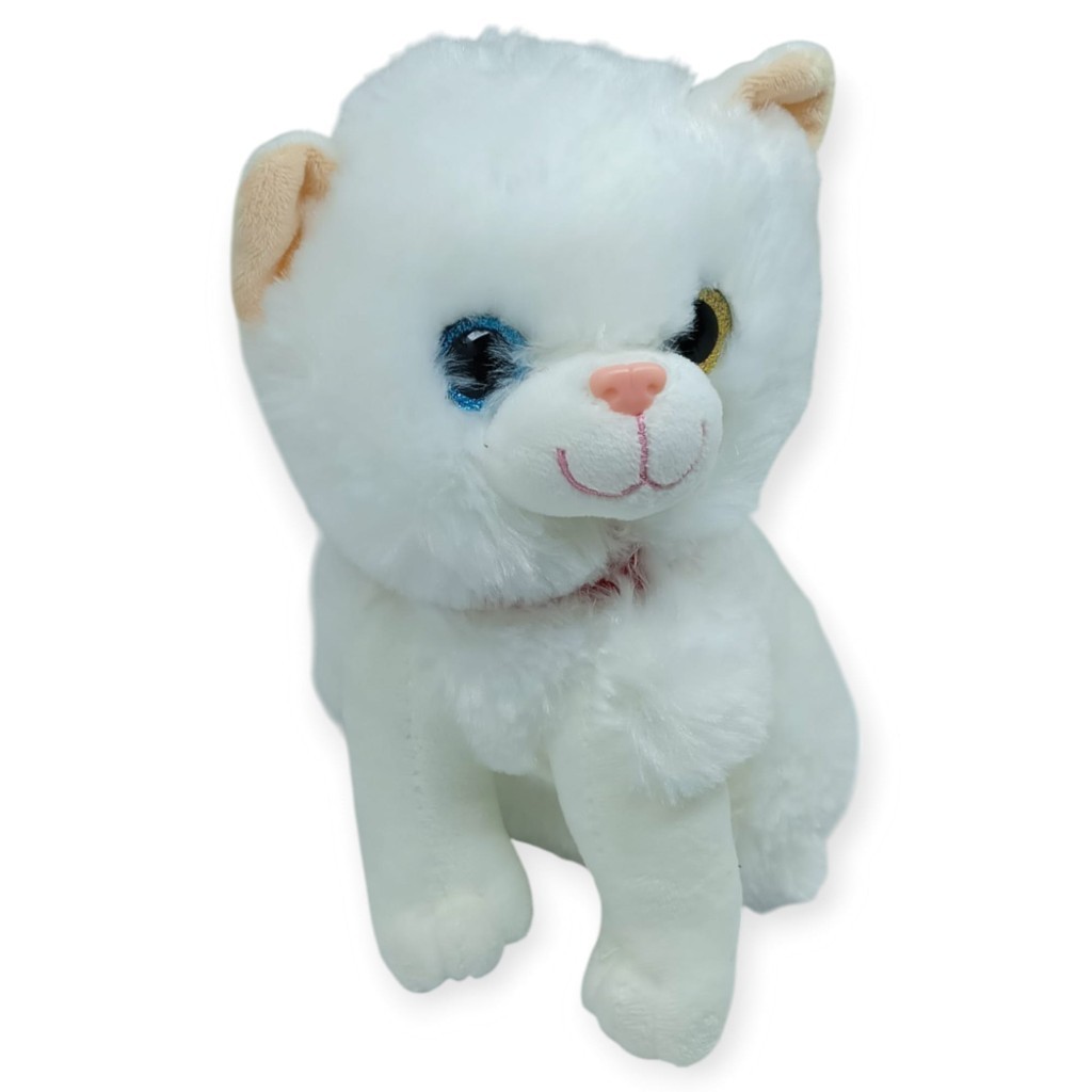 Sesli Peluş Kedi Van Kedisi 25 cm - Beyaz - 1 ADET