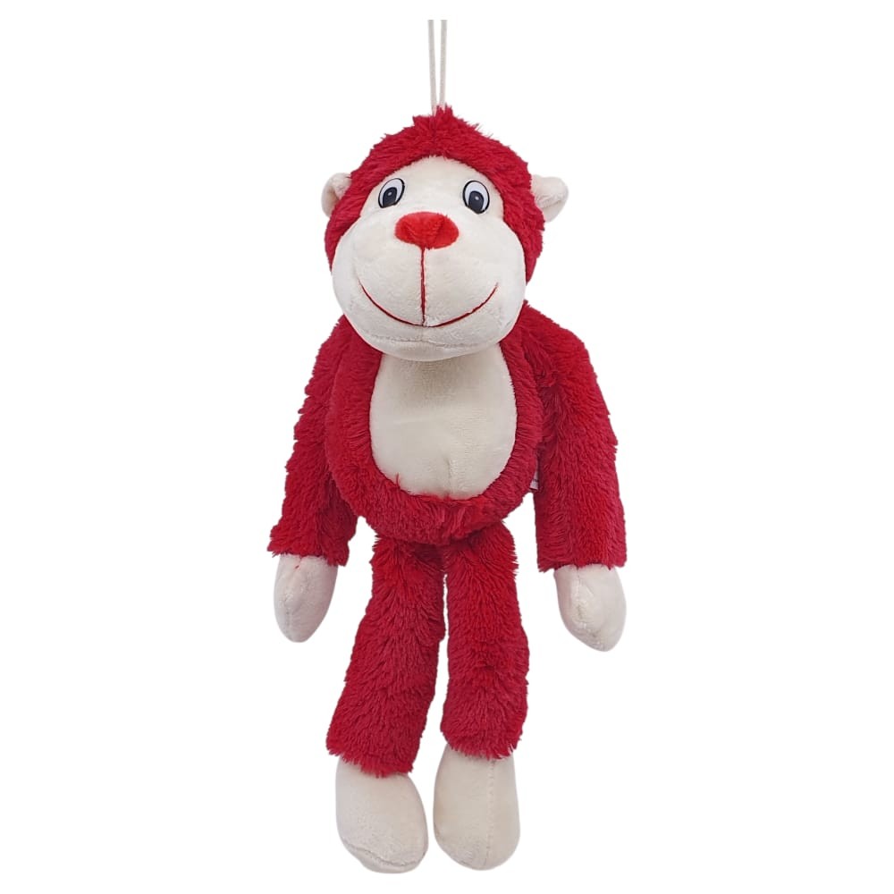 Peluş Maymun 40 cm - Yumuşak Peluş - G5501 - Kırmızı - 1 ADET