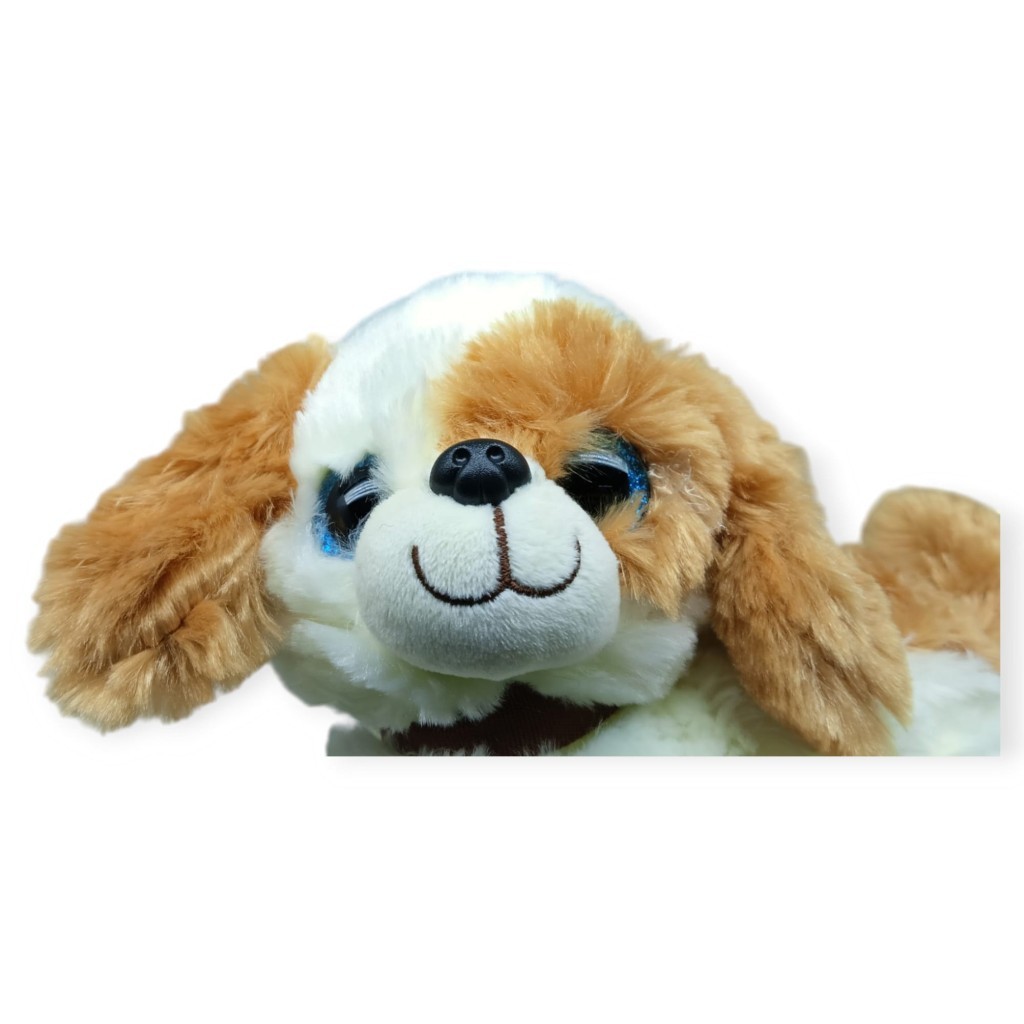 Sesli Peluş Yatan Köpek 25 cm - Beyaz Kahve Sesli Peluş Yatan Köpek 25 cm - Beyaz Kahve