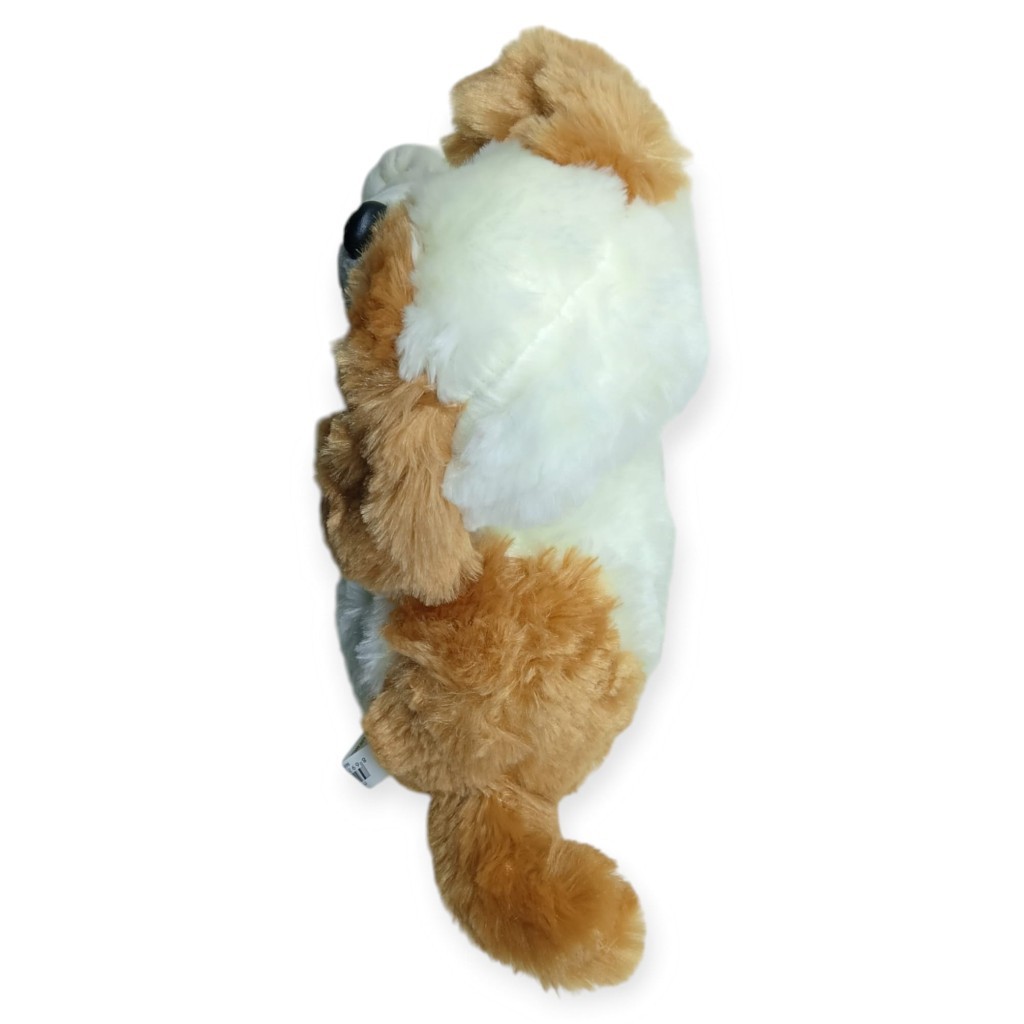 Sesli Peluş Yatan Köpek 25 cm - Beyaz Kahve Sesli Peluş Yatan Köpek 25 cm - Beyaz Kahve