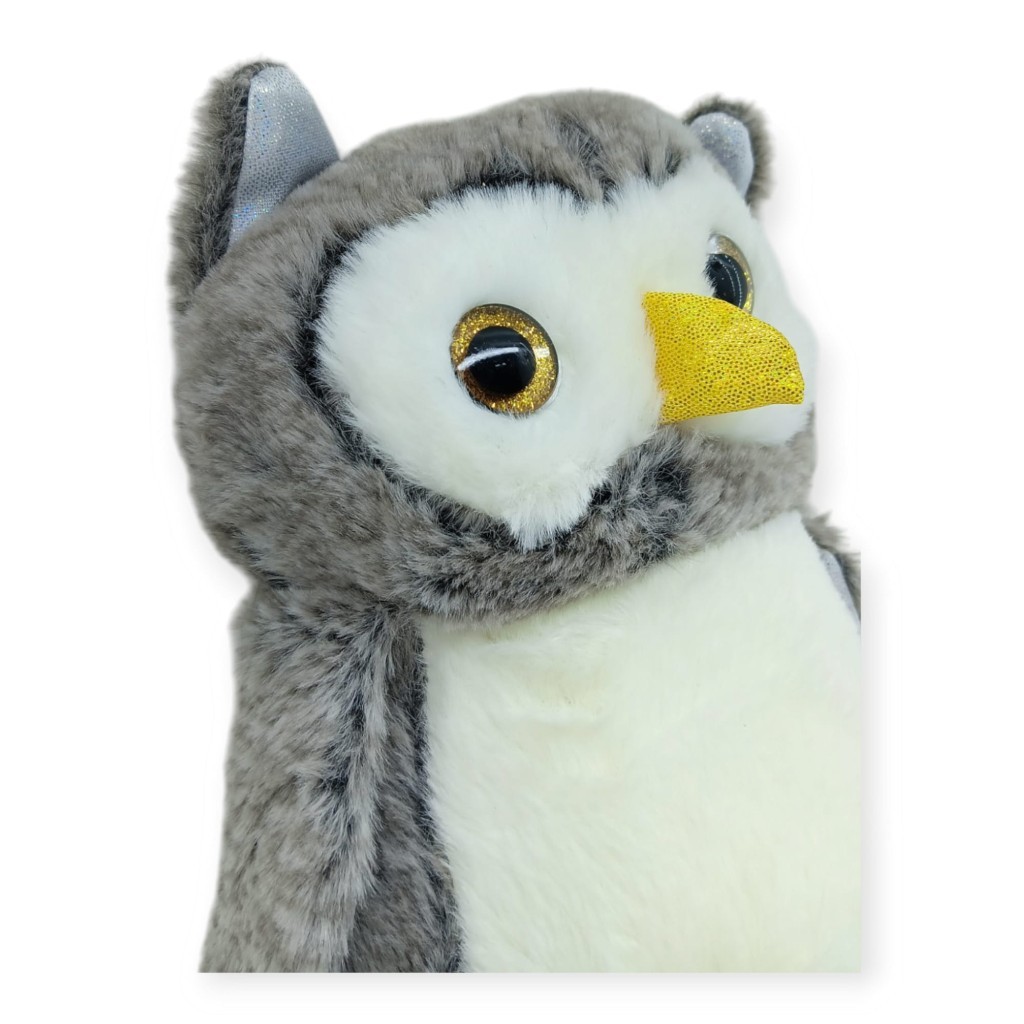 Sevimli Peluş Baykuş 25 cm - Gri - 1 ADET