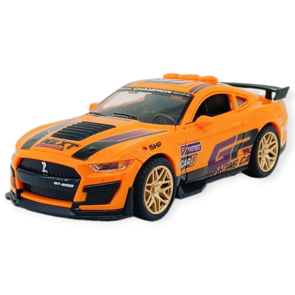 Spor Araba GT-500 Sürtmeli Işıklı Sesli Turuncu Plastik 18cm - 1 ADET