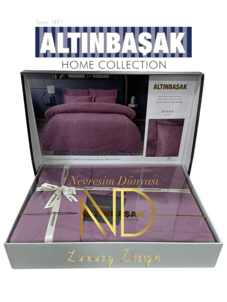 Jakarlı Saten Çift Kişilik Nev Takımı Minna Puce Jakarlı Saten Çift Kişilik Nev Takımı Minna Puce