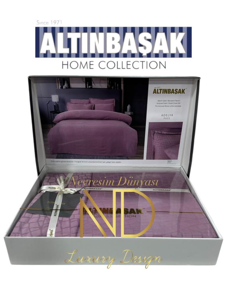 Jakarlı Saten Çift Kişilik Nev Takımı Adelya Puce Jakarlı Saten Çift Kişilik Nev Takımı Adelya Puce