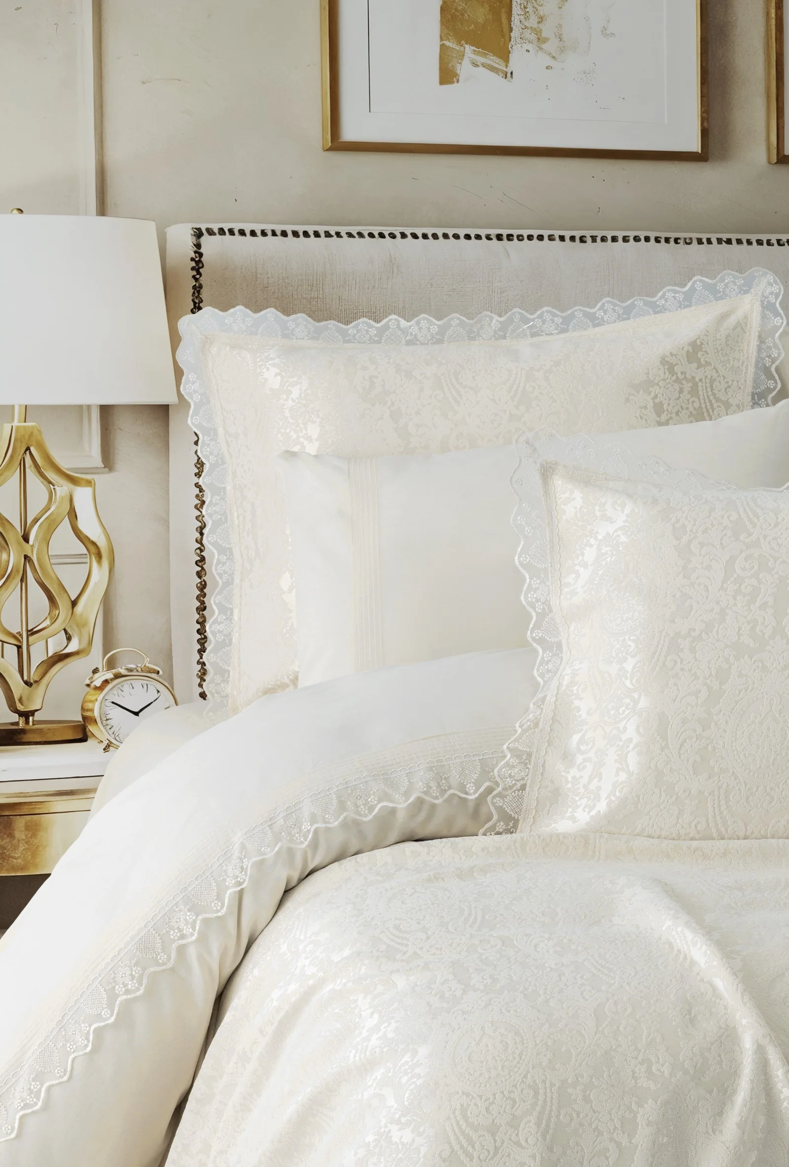 Chi Chi Çift Kişilik Pikeli Nevresim Takımı Velora Krem Chi Chi Çift Kişilik Pikeli Nevresim Takımı Velora Krem