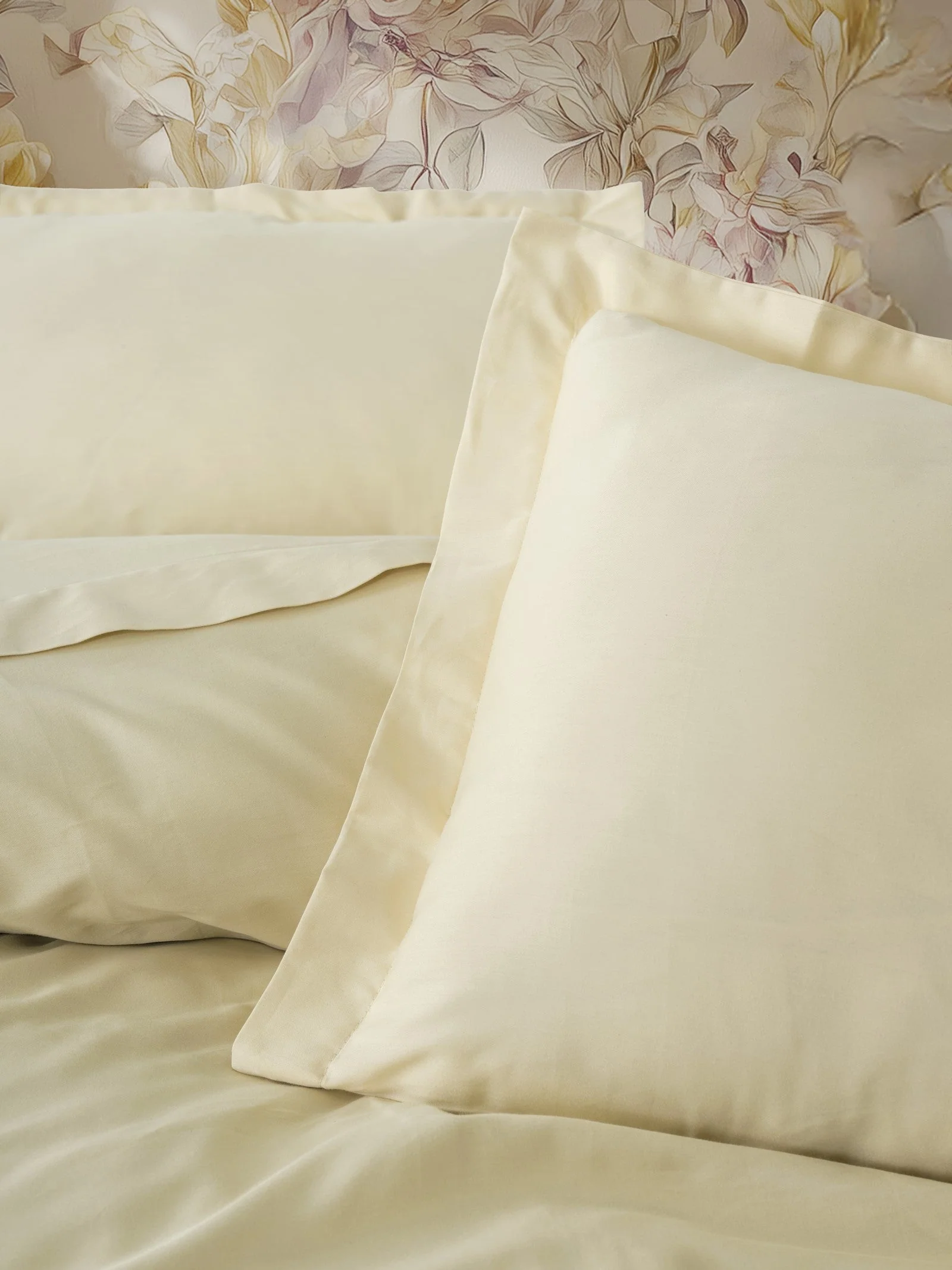Elegant Bej Çift Kişilik Saten Nevresim Takımı